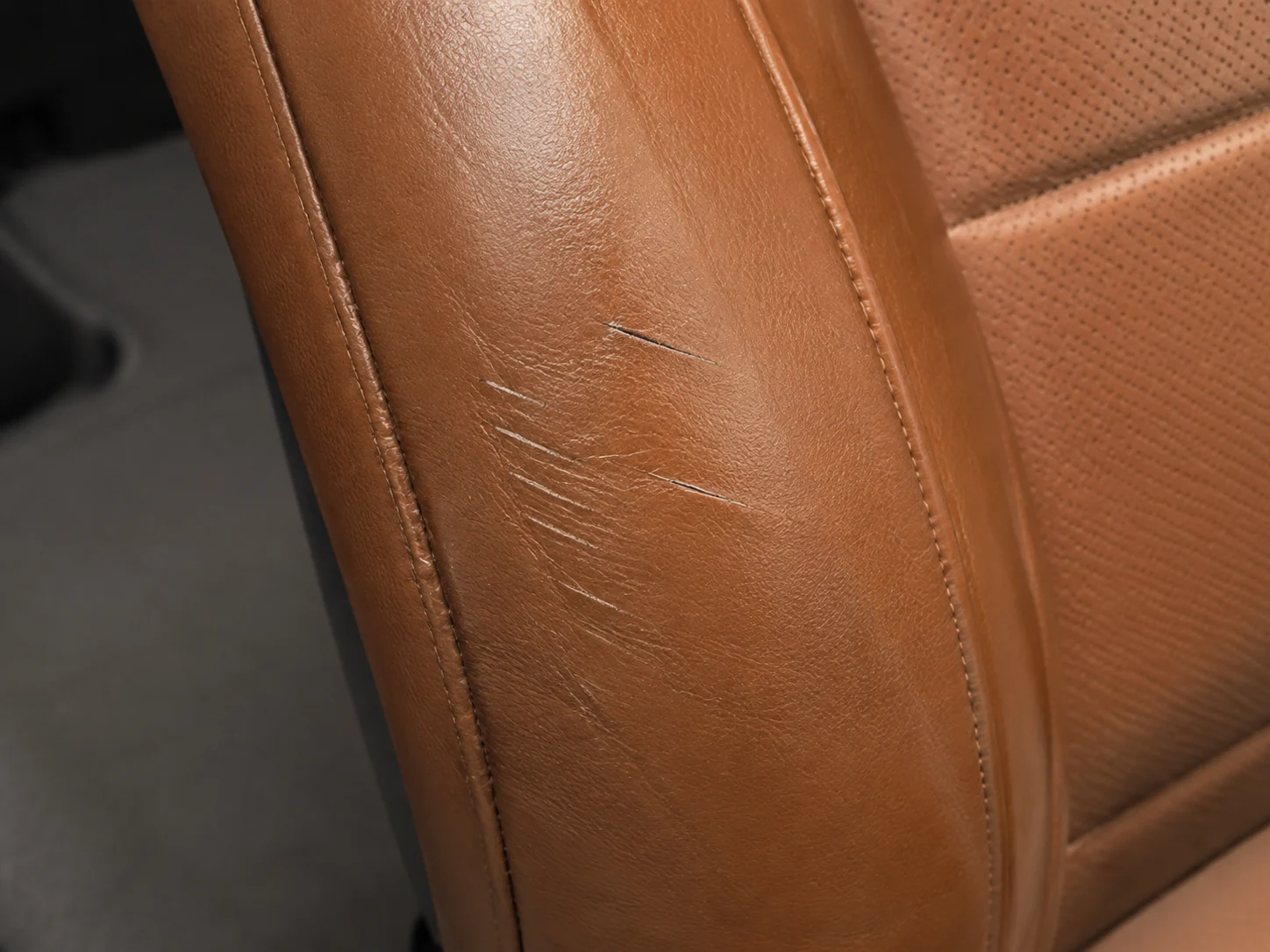 Illustrative view of scratches on leather