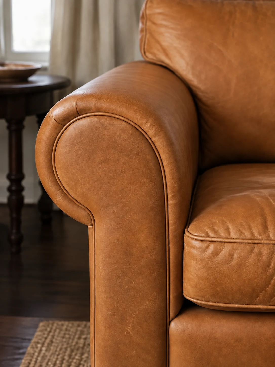 Illustrative view of the furniture leather with a restored surface