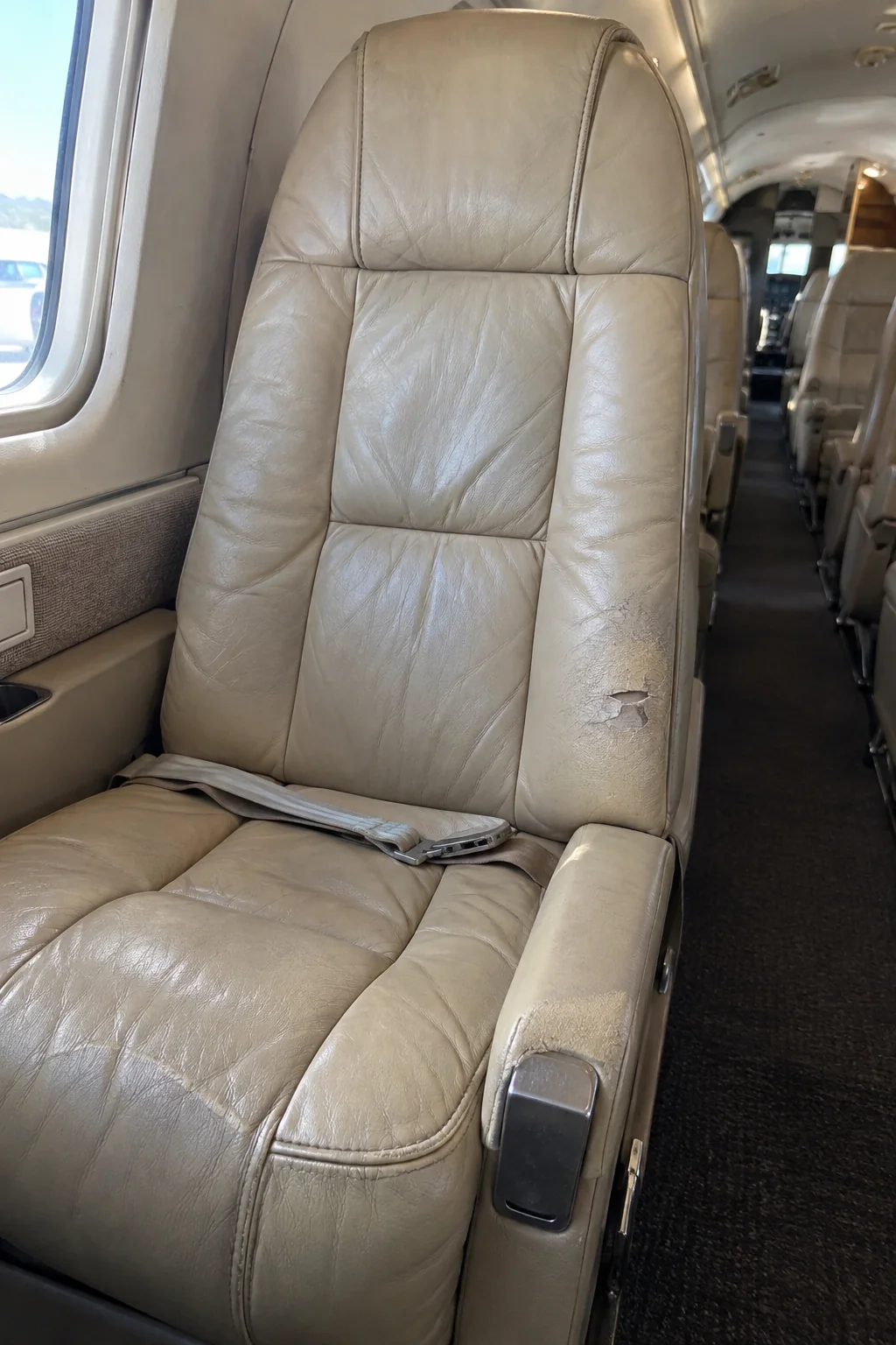 Aircraft seat illustrative preview before restoration