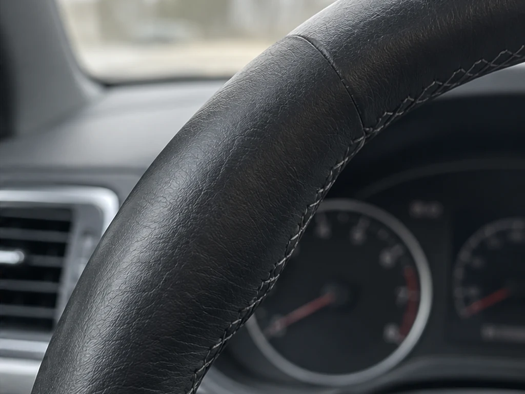 Illustrative view of the steering wheel with a restored finish