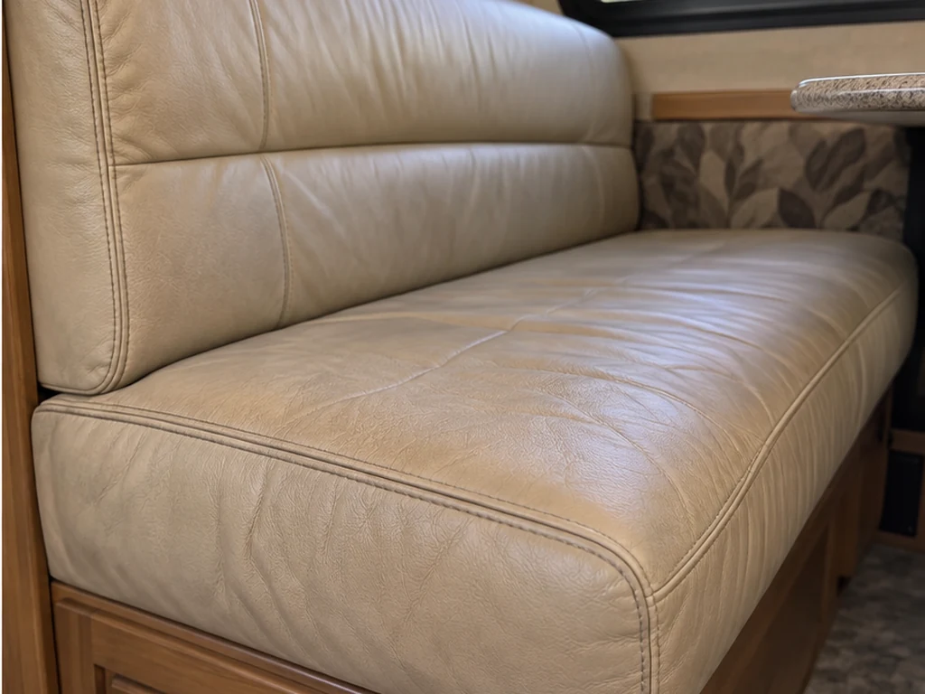 Illustrative view of the RV dinette cushion with restored color
