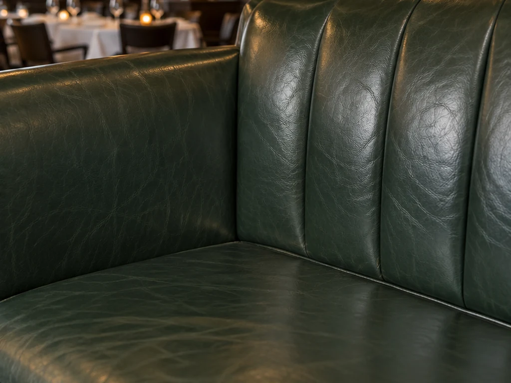 Illustrative view of the restaurant booth with a repaired seam