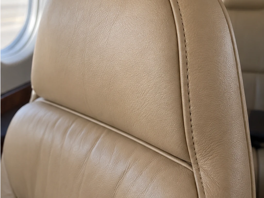 Illustrative view of the aircraft headrest with a restored finish